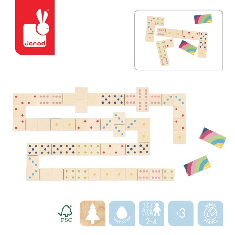 Janod, domino drewniane, gra logiczna