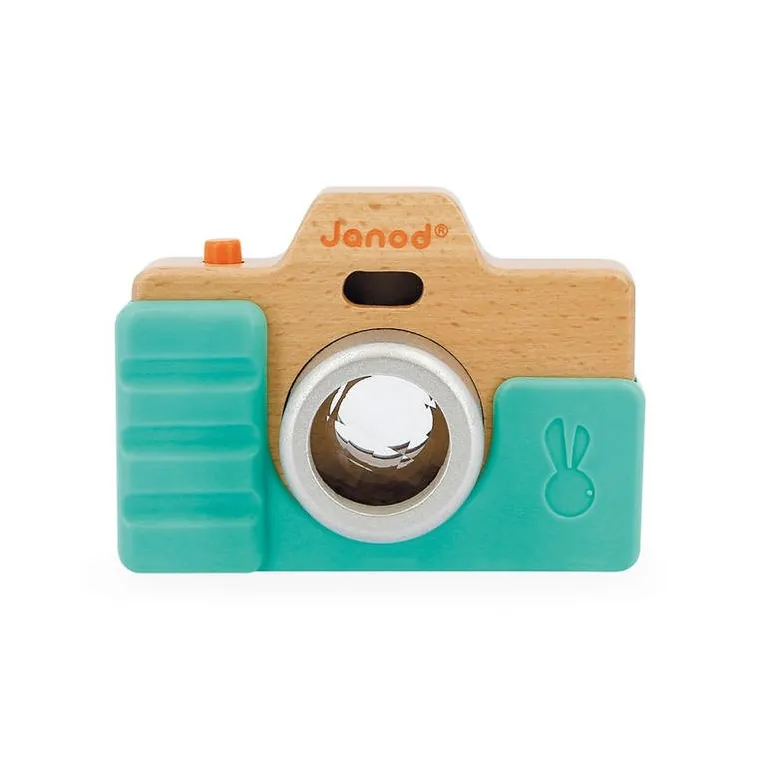 Janod, drewniany aparat fotograficzny z dźwiękiem i lampą błyskową