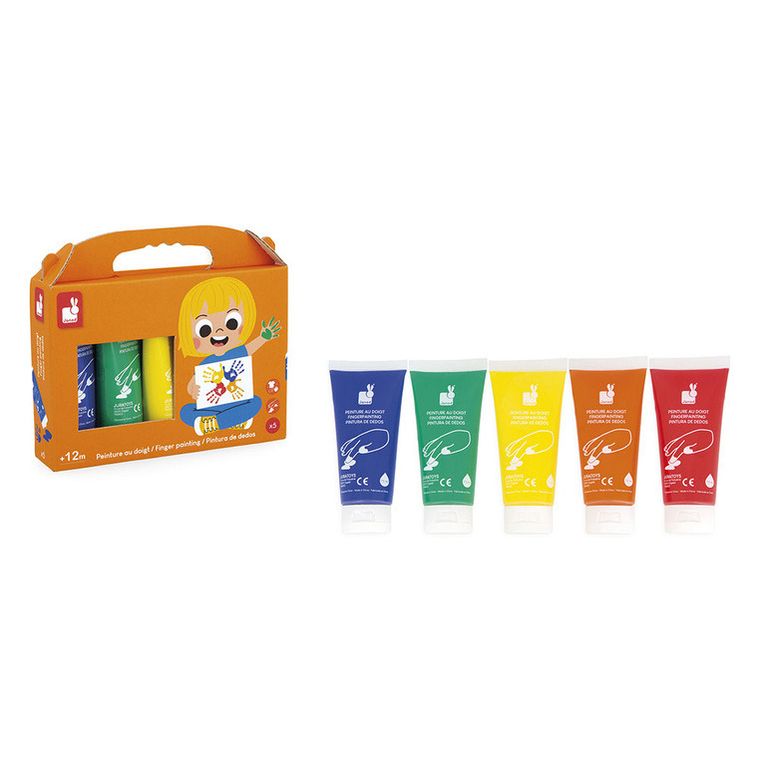 Janod, farbki do malowania rękami, 5 kolorów