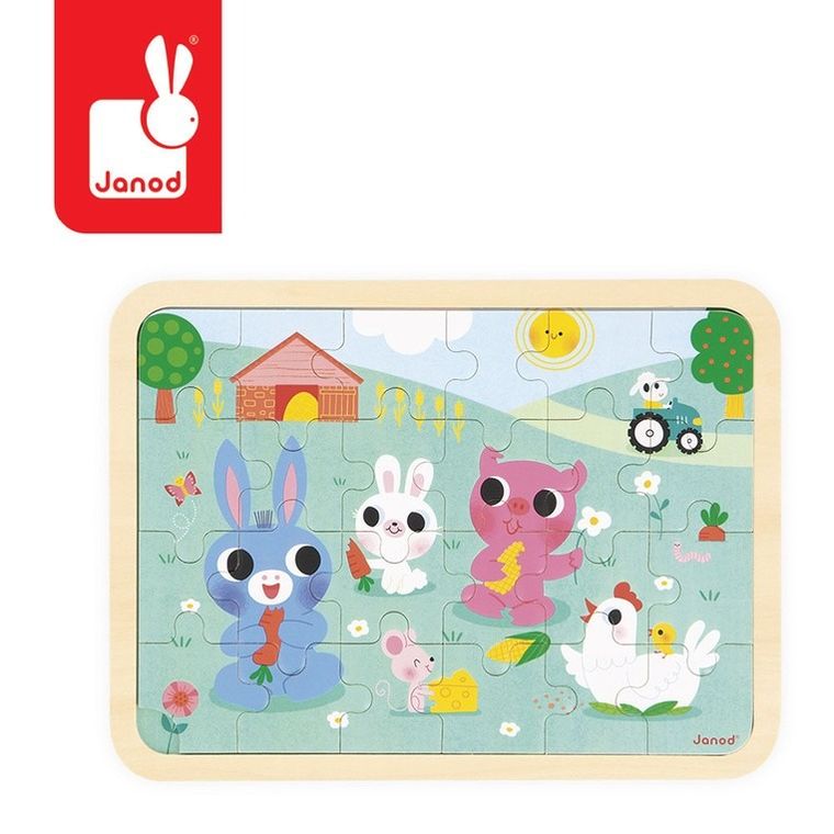 Janod, Farma, puzzle drewniane, 24 elementy