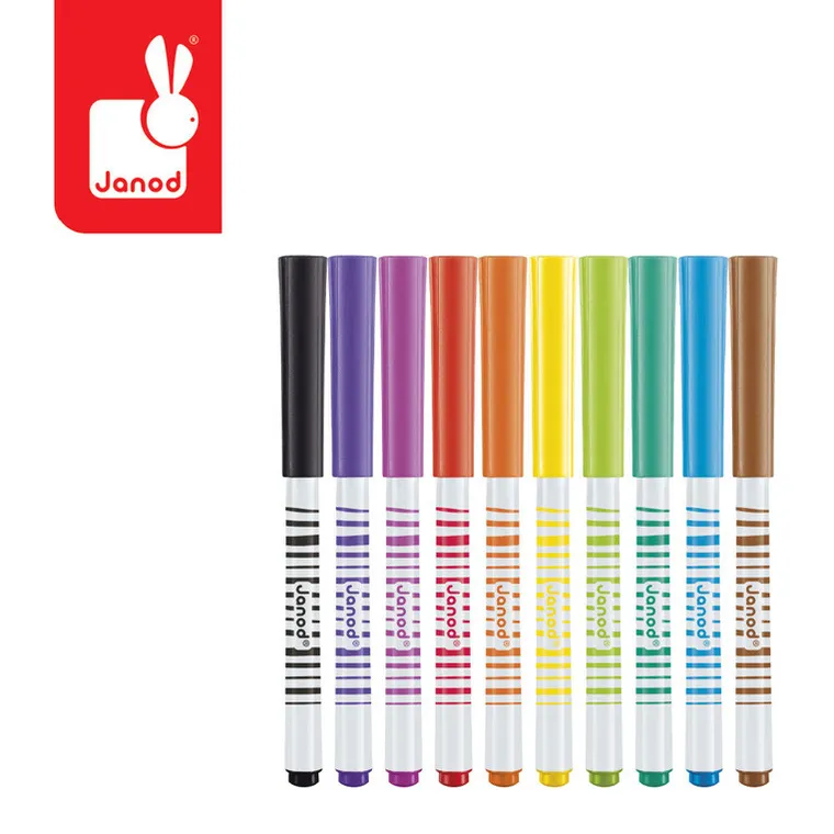 Janod, flamastry pędzelkowe, 10 kolorów
