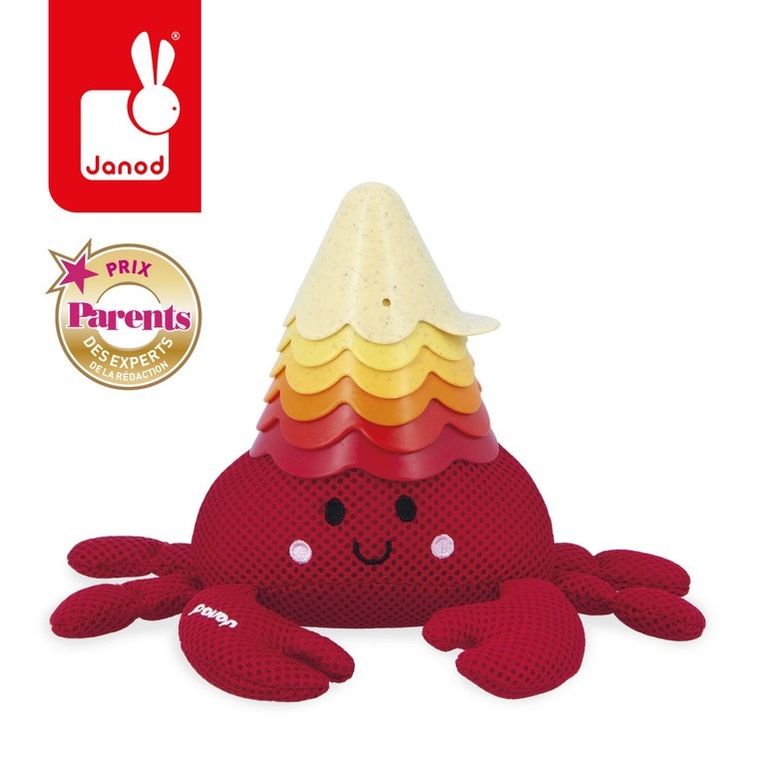 Janod, krab z muszelkami, zabawka do kąpieli