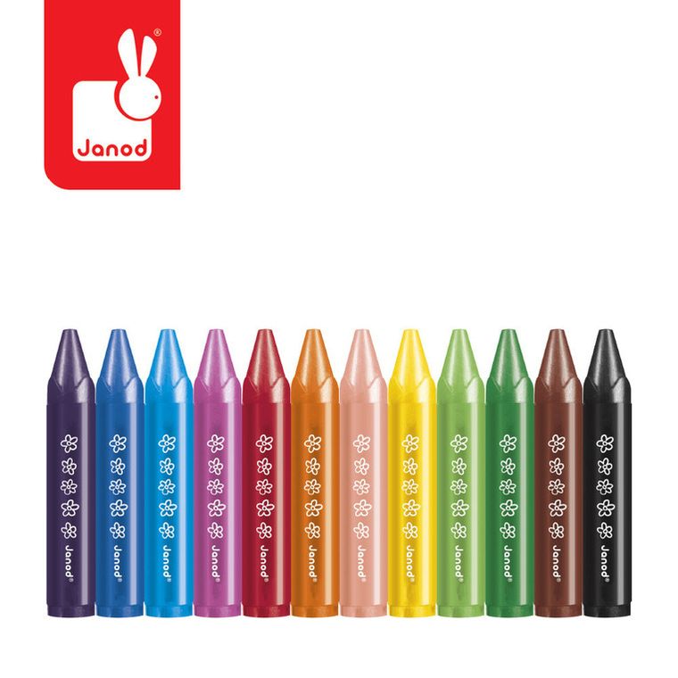 Janod, kredki woskowe, 12 kolorów