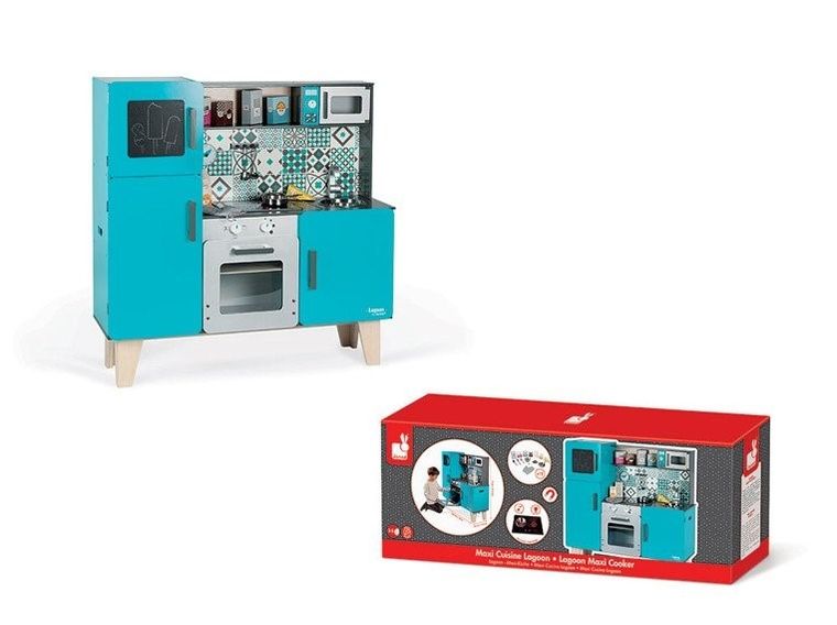 Janod, Lagoon, kuchnia drewniana XL, z dźwiękiem i 15 akcesoriami