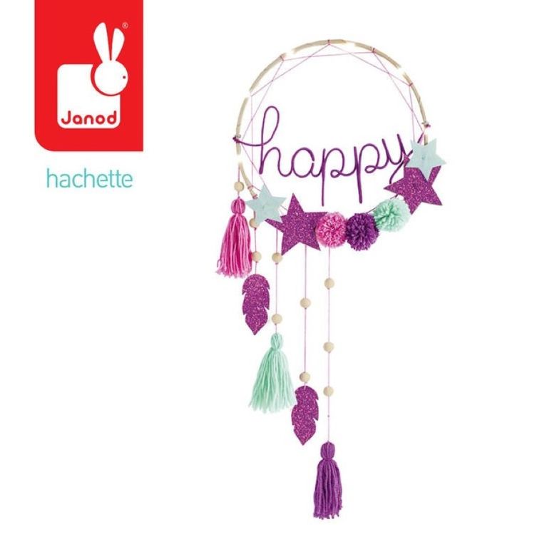 Janod, Łapacz snów z podświetleniem ledowym, Happy, zestaw kreatywny