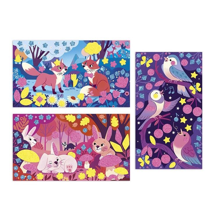 Janod, Leśni przyjaciele, Naklejki piankowe i fluorescencyjne piaski