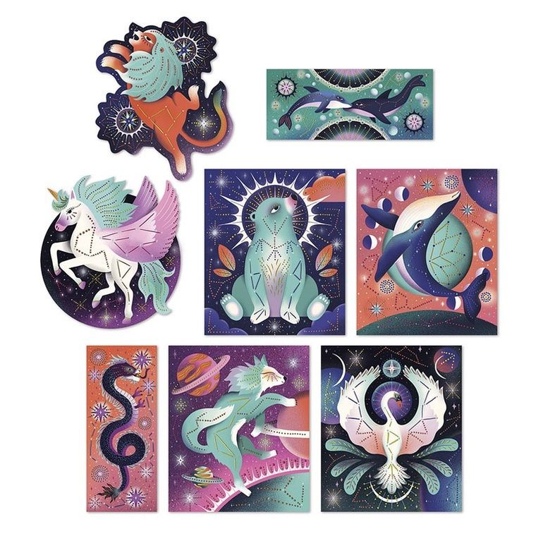 Janod, Malowanie kropkami, Kosmiczne zwierzęta, zestaw kreatywny