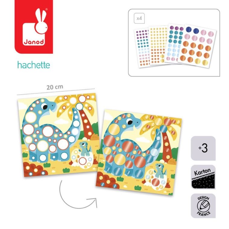 Janod, My arts & crafts, Zwierzęta, okrągłe naklejki, multizestaw kreatywny