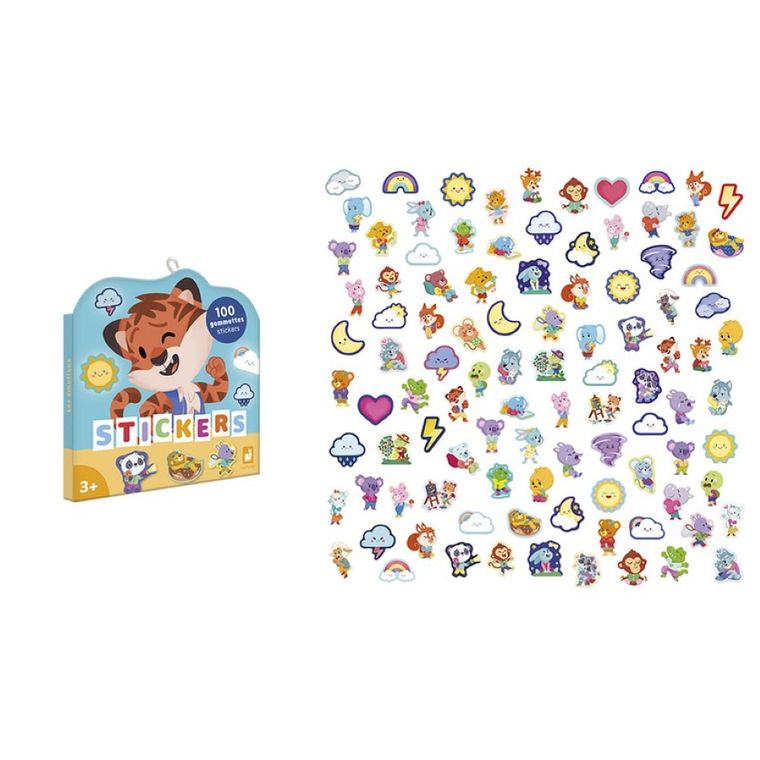 Janod, naklejki, emocje, 100 szt.