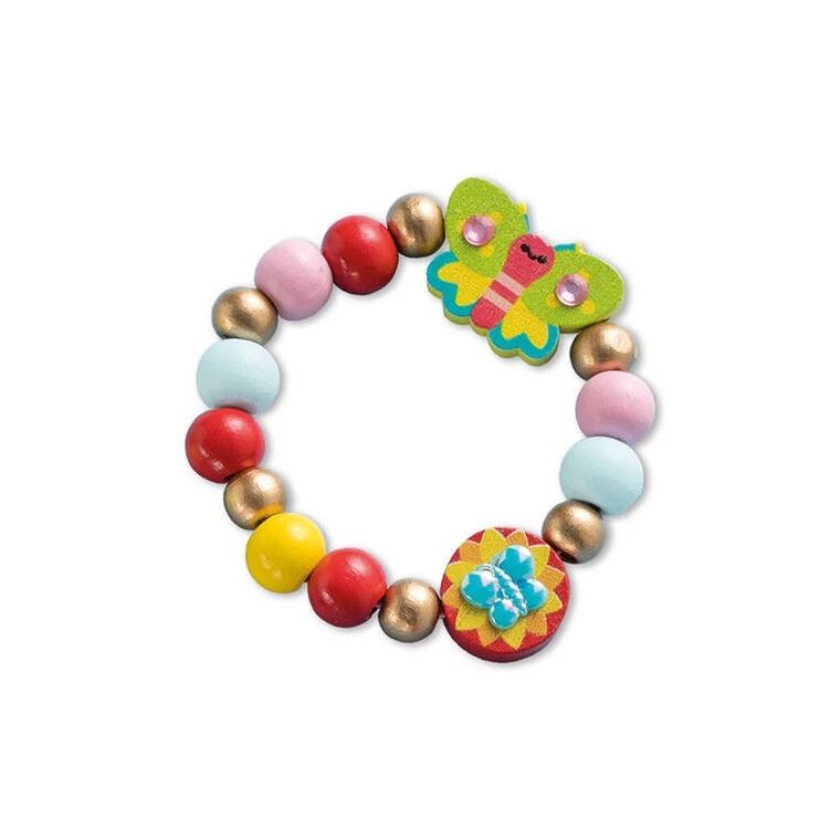 Janod, Ogród kwiatów, zestaw kreatywny do tworzenia biżuterii z drewna