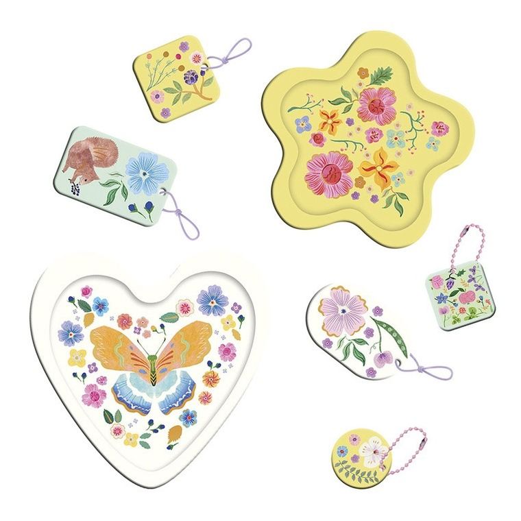 Janod, Ogród kwiatowy, zestaw kreatywny, formy i odlewy, 16 ozdób