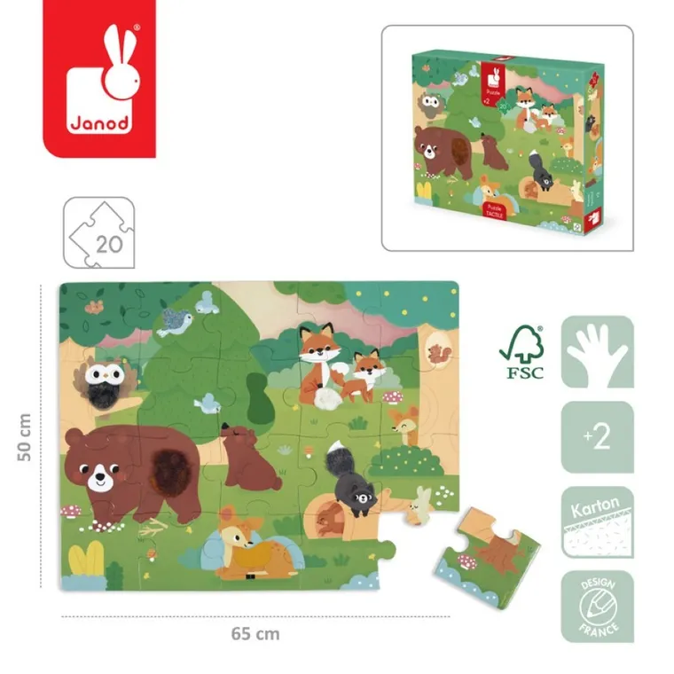 Janod, puzzle sensoryczne, las, 20 elementów