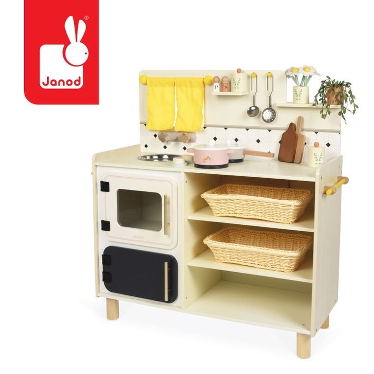 Janod, Shiny Grandma, drewniana kuchnia z 19 akcesoriami