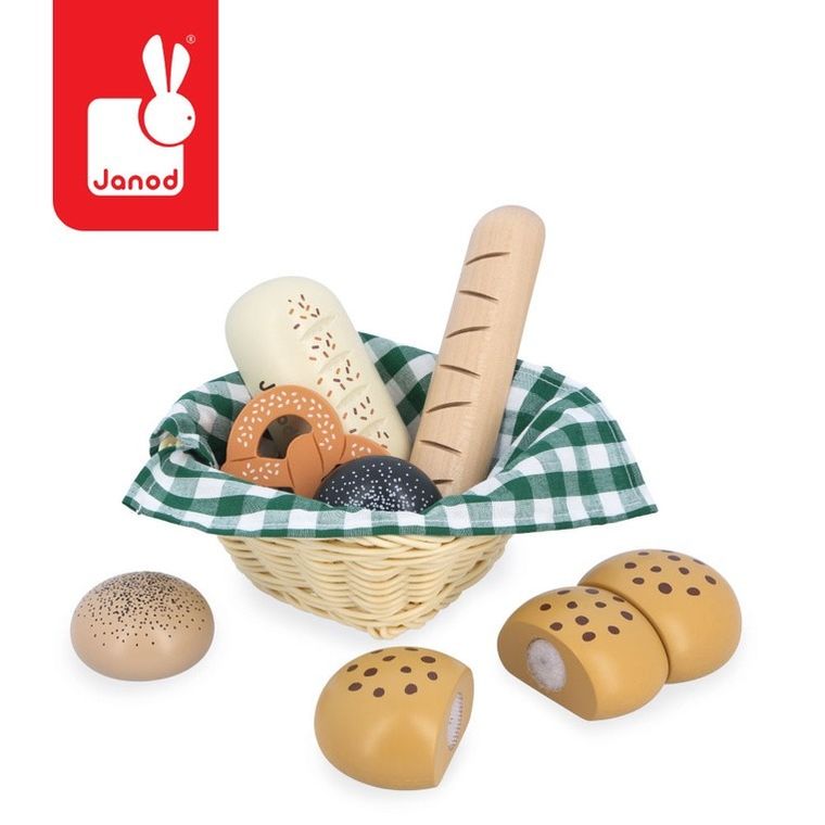 Janod, Shiny Grandma, koszyk z pieczywem z drewna