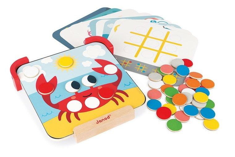 Janod, Uczę się kolorów, magnetyczna układanka drewniana z tablicą