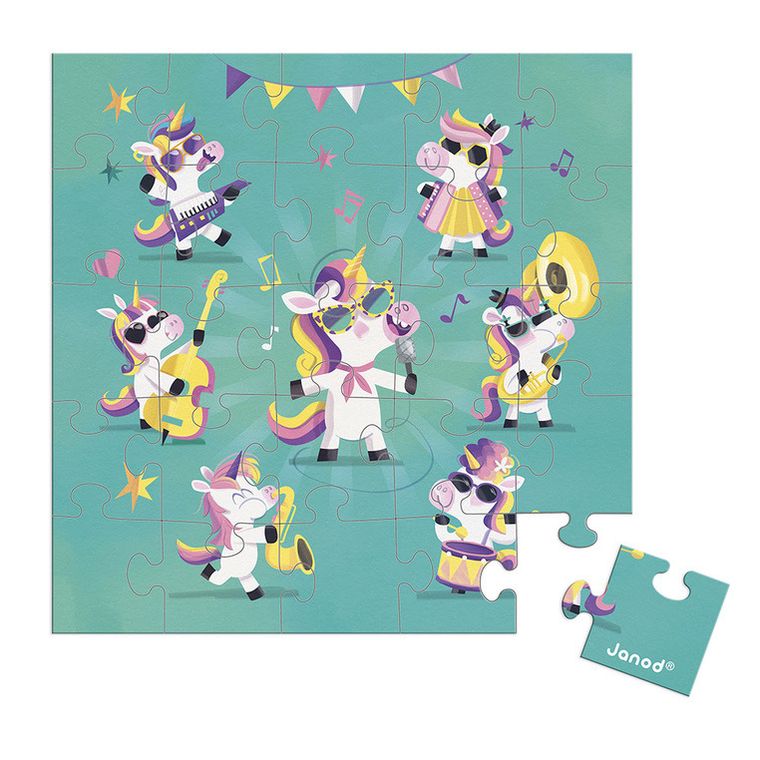 Janod, Unicorn, puzzle z kartką okolicznościową, 2w1, 25 szt.