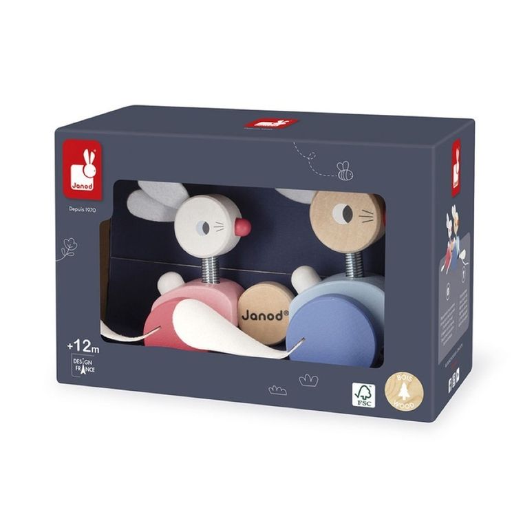 Janod, zajączki drewniane do ciągnięcia