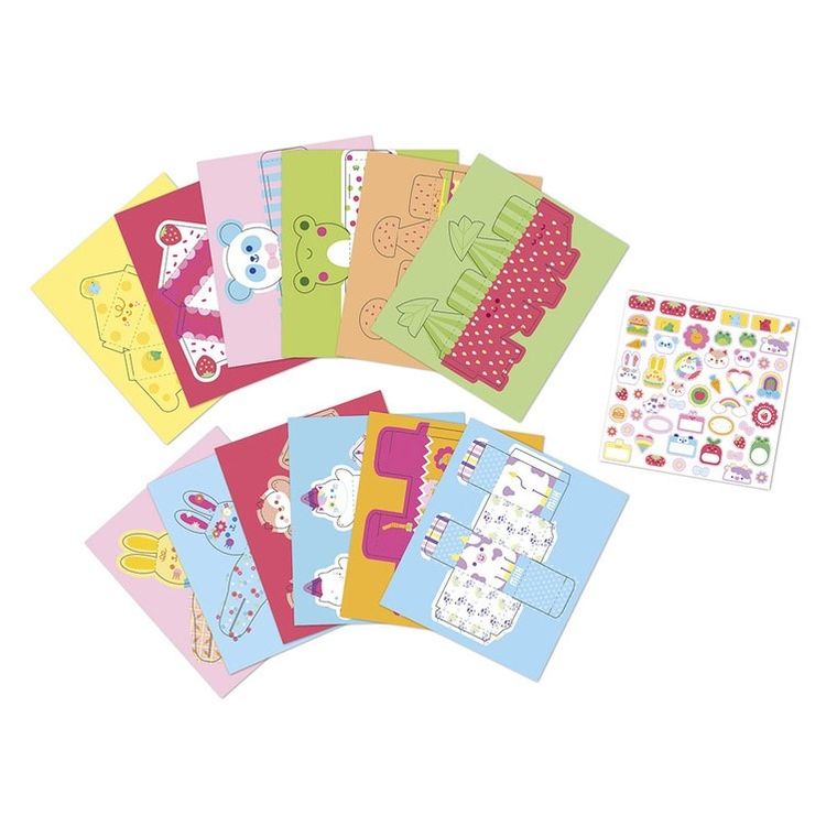 Janod, zestaw do składania pudełek kawaii, 12 szt.