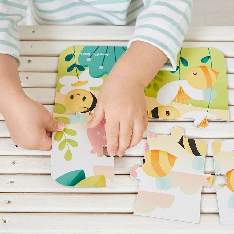 Janod, Zwierzątka Pure, puzzle progresywne w walizce, 4 układanki, 43 elementy