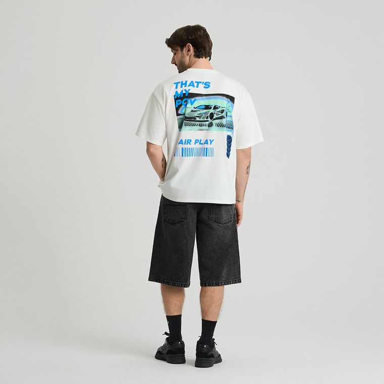 Jeansowe bermudy unisex o kroju baggy NOWEAR