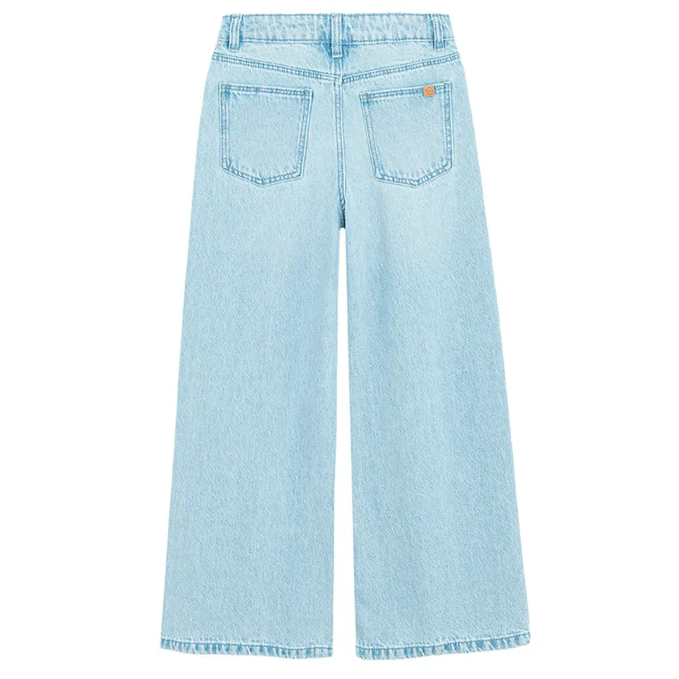 Jeansowe spodnie wide w stokrotki Cool Club