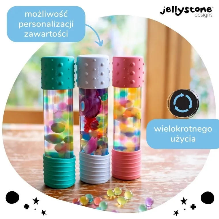 Jellystone Designs, butelka sensoryczna DIY, dinozaur