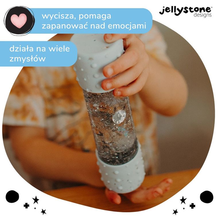 Jellystone Designs, butelka sensoryczna DIY, śnieg