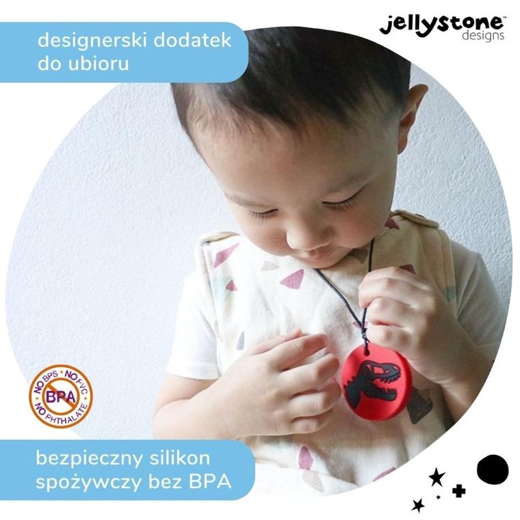 Jellystone Designs, Dinozaur, wisiorek antystresowy, czerwony