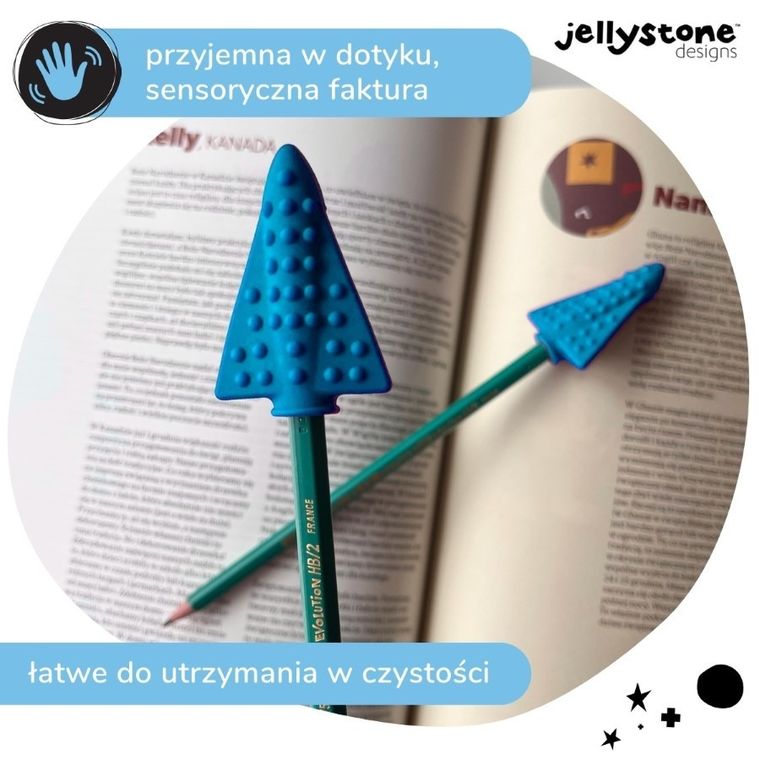 Jellystone Designs, nakładki antystresowe na ołówek, niebieski, 2 szt.