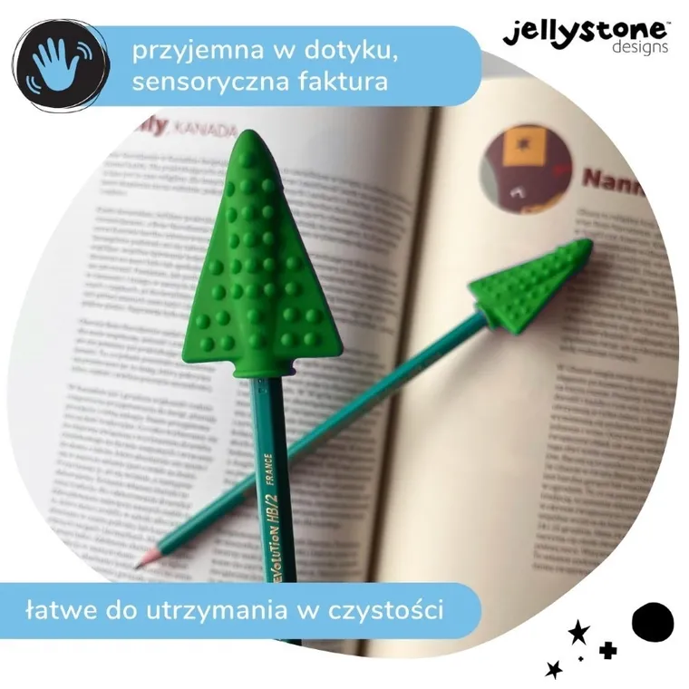 Jellystone Designs, nakładki antystresowe na ołówek, zielony, 2 szt.