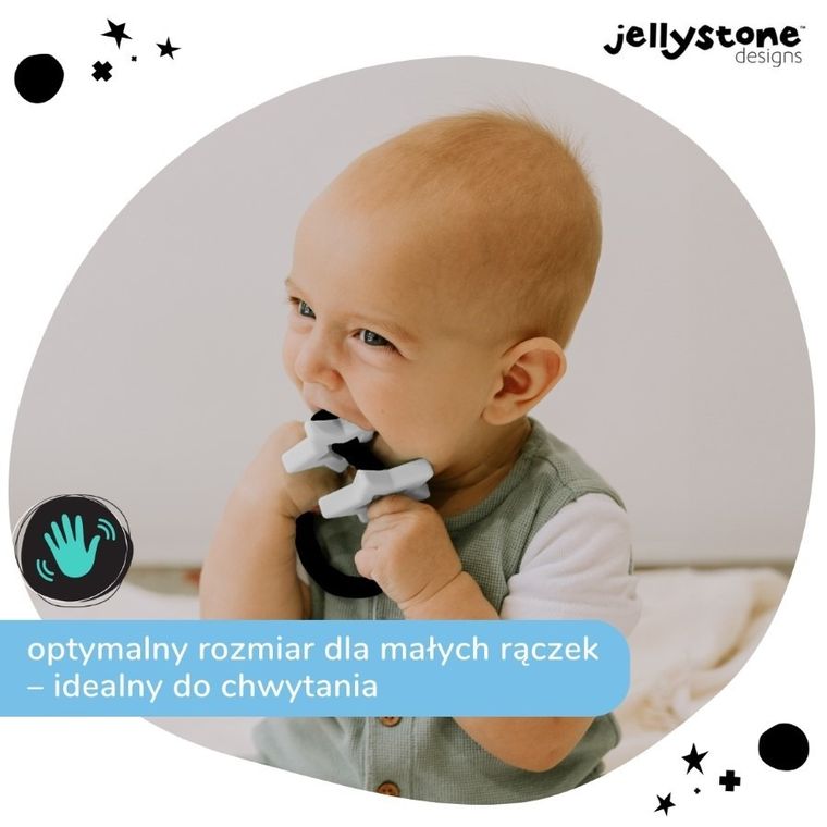 Jellystone, gryzak, gwiazdki, czarno-biały