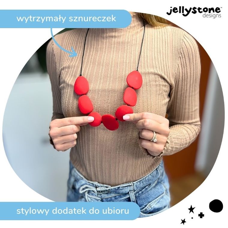 Jellystone, Kamienie, gryzak-naszyjnik silikonowy, czerwony