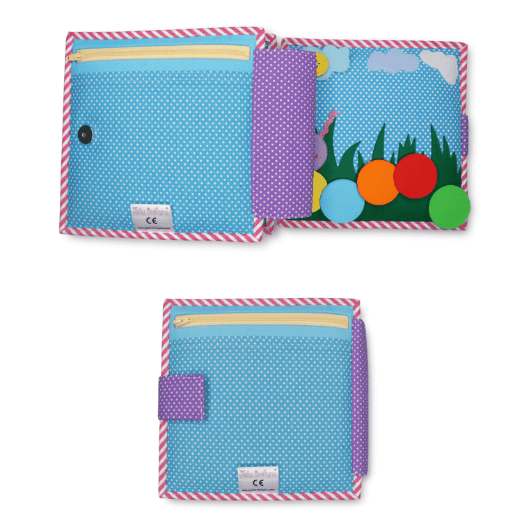 Jolly Designs. Gąsienica. Książeczka sensoryczno-manipulacyjna