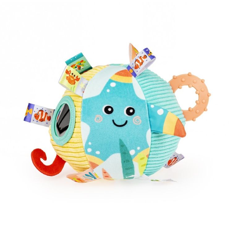 JollyBaby, Ocean, sensoryczna piłeczka z grzechotką i gryzakiem