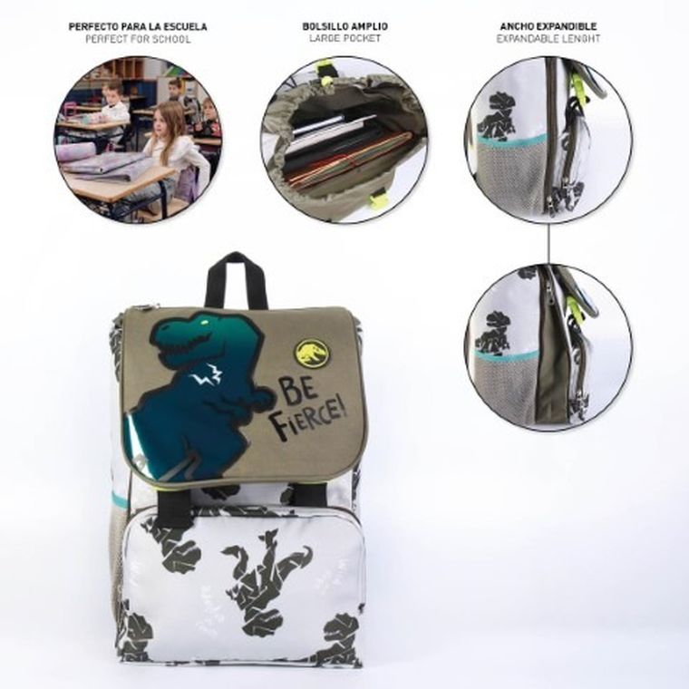 Jurassic Park, plecak szkolny, duży, brązowy