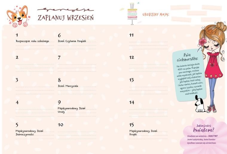 Kalendarz szkolny. Pieski
