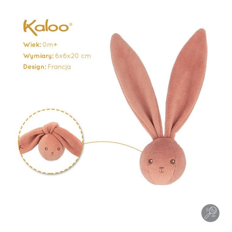Kaloo, Lapinoo, Królik, miękka piłeczka-grzechotka, ceglana, 6 cm
