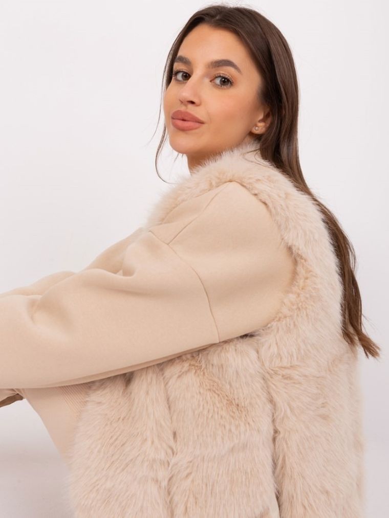 Kamizelka damska, beżowa, Italy Moda