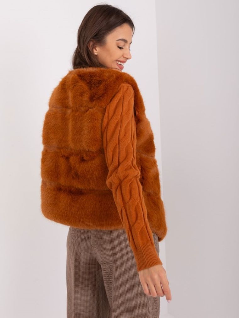 Kamizelka damska, brązowa, Italy Moda