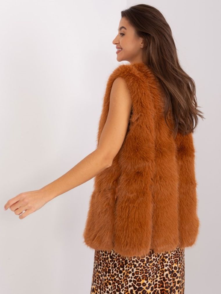 Kamizelka damska, brązowa, Italy Moda