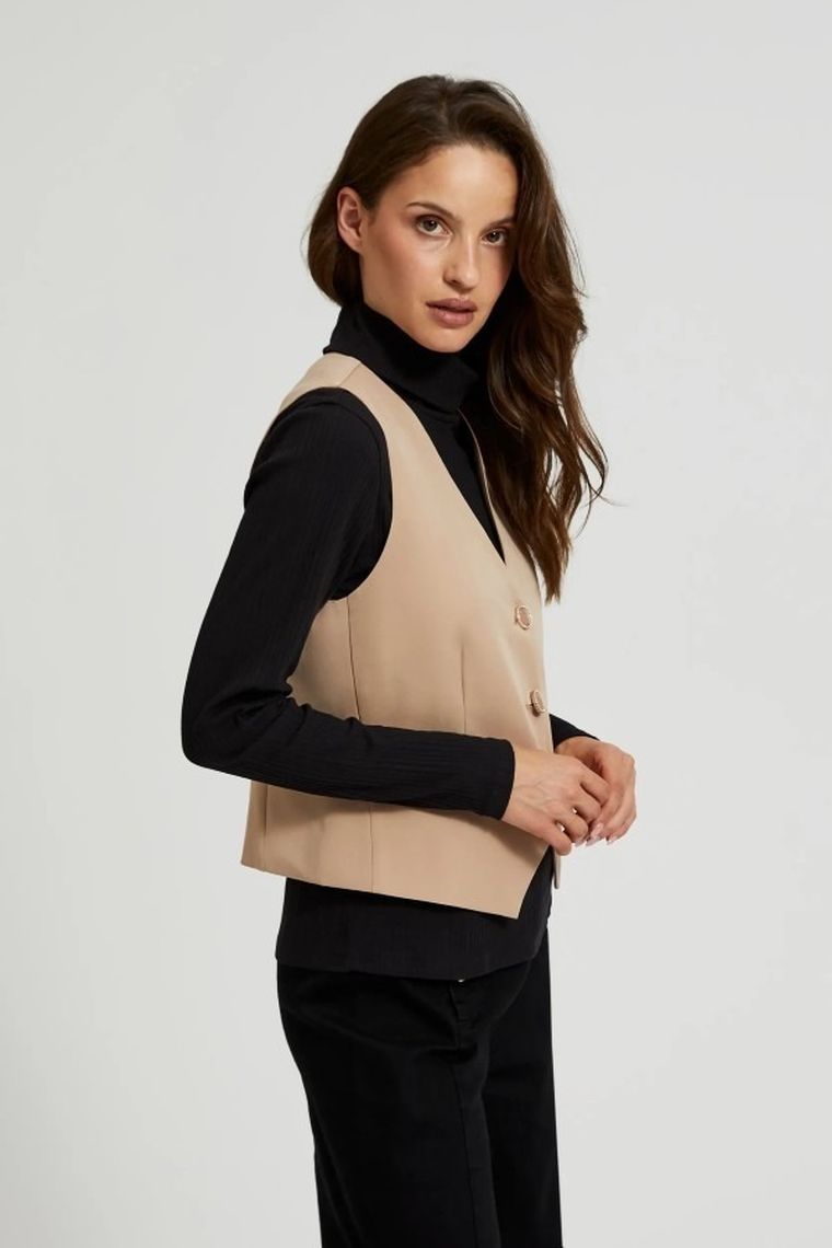 Kamizelka damska, brązowa, Moodo