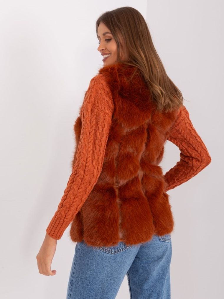 Kamizelka damska, ceglana, Italy Moda