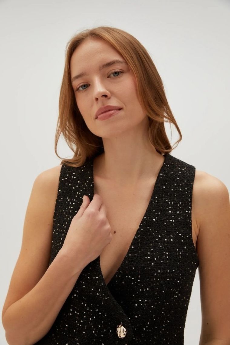 Kamizelka damska, czarna, Moodo