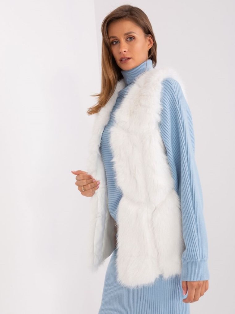 Kamizelka damska, ecru, Italy Moda