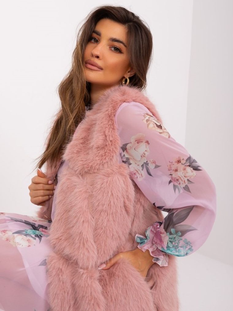 Kamizelka damska, różowa, Italy Moda