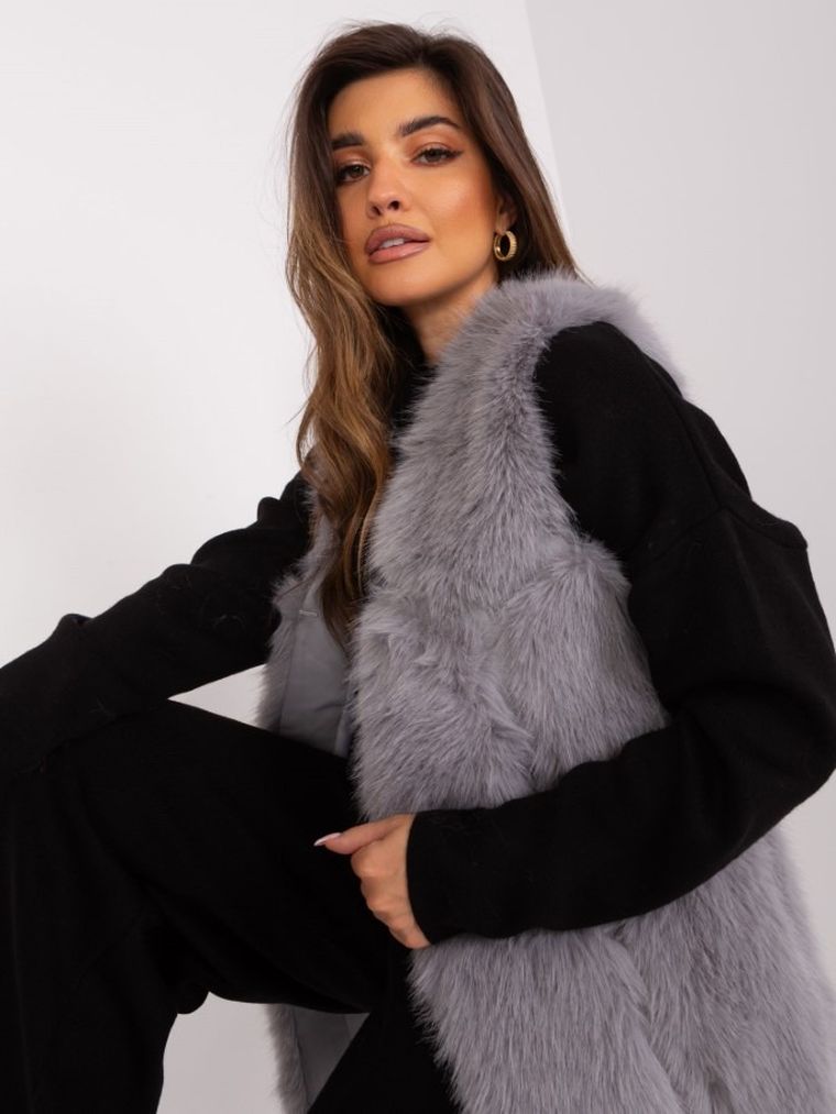 Kamizelka damska, szara, Italy Moda