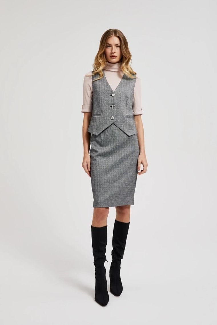 Kamizelka damska, szara, Moodo