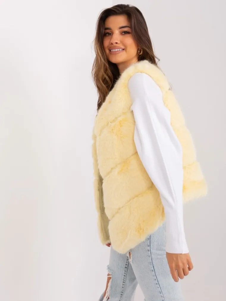 Kamizelka damska, żółta, Italy Moda