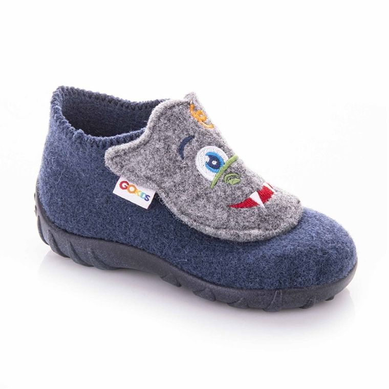 Kapcie chłopięce, filcowe, granatowe, GoKids