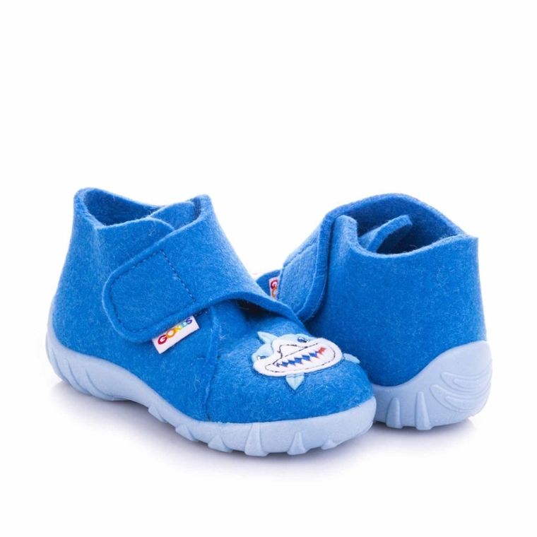 Kapcie chłopięce, filcowe, niebieskie, GoKids